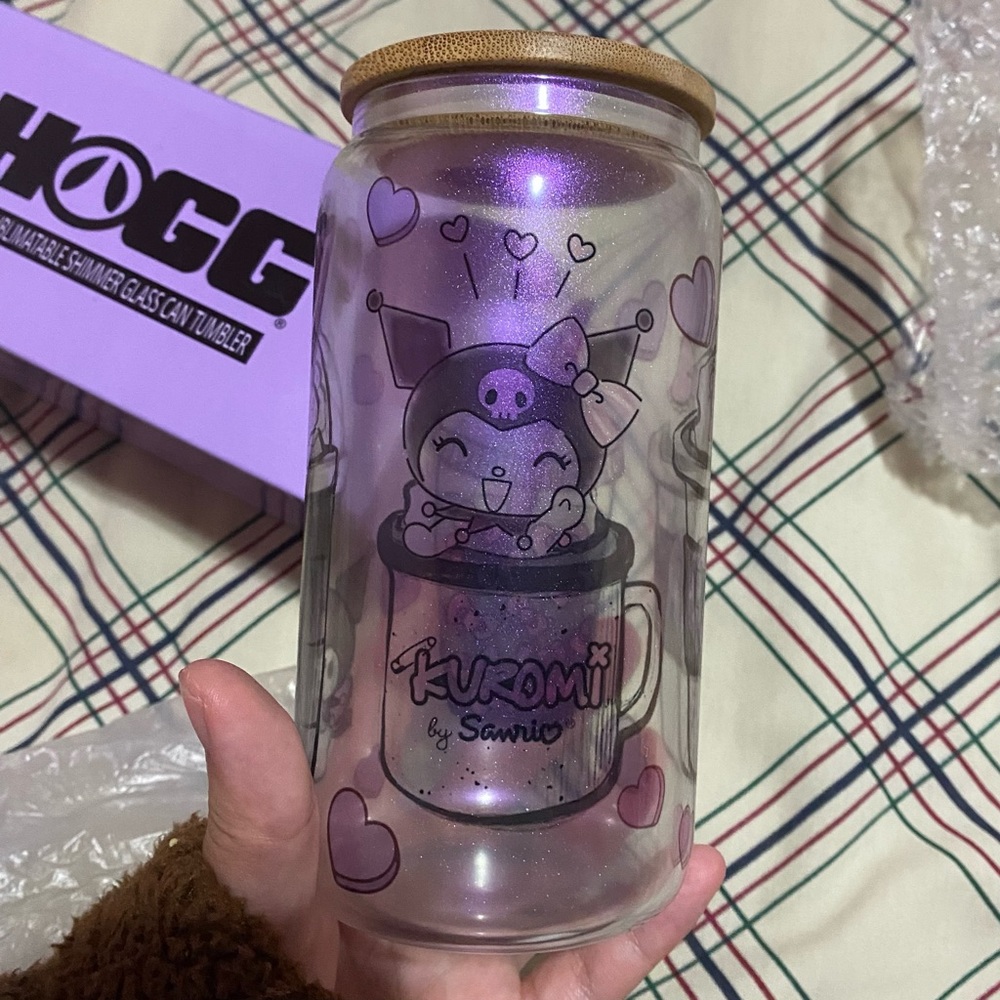 NWT Kawaii Sanrio Kuromi w/ Latte Glass Hogg Tumbler 16oz no Straw